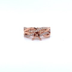 14k Rose Gold Diamond 4 Prong Basket Semi-Mounting Swirling Wedding Setting