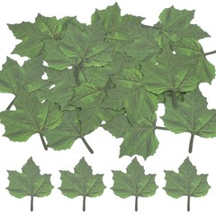 200Pcs Artificial Maple Leaves Fall Leave Cutouts Leaf Green with Glue 2.8×3.3″