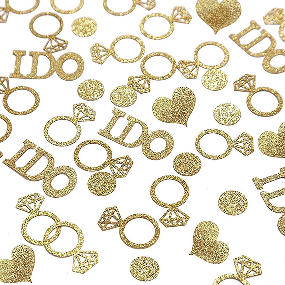 Gold Wedding Confetti, 100 Pcs I DO Engagement Confetti, Bridal Shower Decoratio