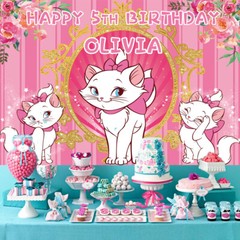 Marie Cat Personalised Custom Banner Backdrop Party Decorations Birthday Gift