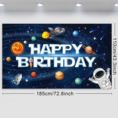 Sumind Space Happy Birthday Decorations 72.8 Inchesx43.3 Inches, Multicolor