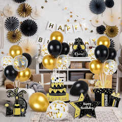 6 Sets Birthday Balloon Stand Kit for Table Happy Birthday Black Gold Balloon Ce