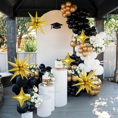 Black and Gold Balloon Arch Kit, Black White Gold Balloons Garland Kit, Star …