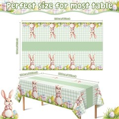 2 Pack Easter Plastic Tablecloth Disposable Party Table Cover Decor Indoor Out