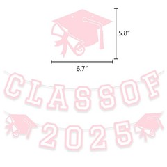 2025 Graduation Banner and Garland, College High School Party Decorations, Pink