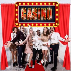4 Pcs Casino Night Party Entryway Banner Decorations Casino Theme Banner Red …