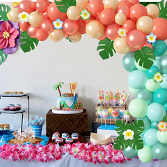 Tropical Balloon Garland Arch Kit, 12″10″5″ Rose Gold Blush Blue Balloons Artifi