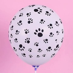 Paw Prints-A-Round Biodegradable Latex Balloons, White with Black paw prints …