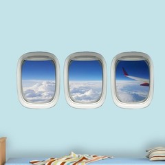 Airplane Wing Stickers – Plane Window Clings Clouds Wall Decor Full Color