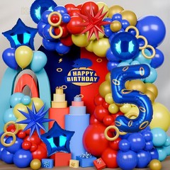 40 Inch Giant Number 5 Foil Balloon With Gold Ring, 2 Pcs 18 inch Round and S…