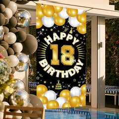 Happy 18Th Birthday Decorations for Boys & Girls, Men & Women, Fabric Banner Bac
