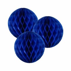 3x Royal Blue 4 Inch HoneyComb Round Tissue Paper Lantern Balls Pom Poms Wedding