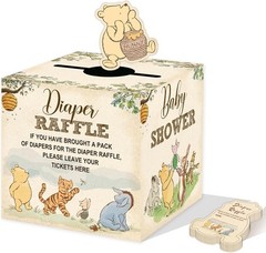 Winnie Baby Shower Decorations Set Diaper Raffle Box 50 Cards Winnie Pooh Boy…