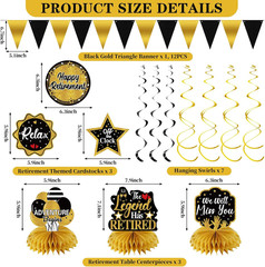 Retirement Party Decorations for Men Women, Black Gold Retirement Decorations Ki