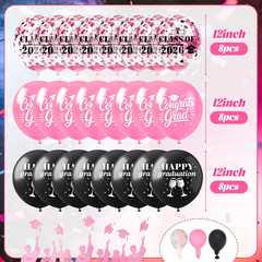 Graduation Balloons Decorations 24Pcs Black Pink Class of 2026 Grad Latex