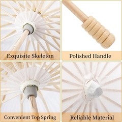 DIY Handcrafted Paper Umbrella Decor for Party Wedding Kids Art 12 Inch White