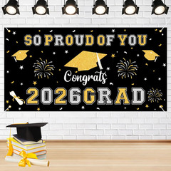 66×34″ 2026 Graduation Backdrop Banner Congrats Grad Class of 2026 Party Decor