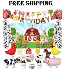 Farm Birthday Party Decorations Supplies Farm Animals Barn Backdrop Banner Farm