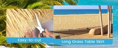 2 Pieces Grass Table Skirt Roll 36 Feet x 29.5 Inch Fringe Banner Natural