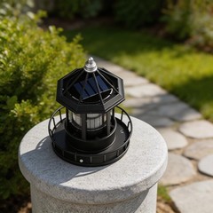 Outdoor Patio Solar Lighthouse Rotating LED Garden Light for Lawn Decoration