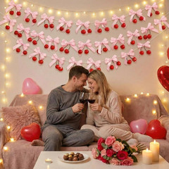 24 Pcs Cherry Party Decorations Cherry Pink Bow Garland Decor Shes the Cherries
