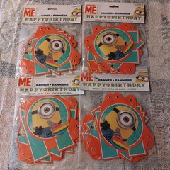 (4) Despicable Me Happy Birthday Banners – Kids Party – 6.25 Ft NEW
