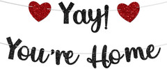 Black Glitter Welcome Home Banner Yay You’re Home Housewarming Party Decor
