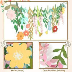 2 Pack Flower Banner, Colorful Floral Leaf Garland, Double-Sided Waterproof B…