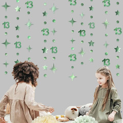 Sage Green 13Th Birthday Decorations Number 13 Circle Dot Twinkle Star Garland M
