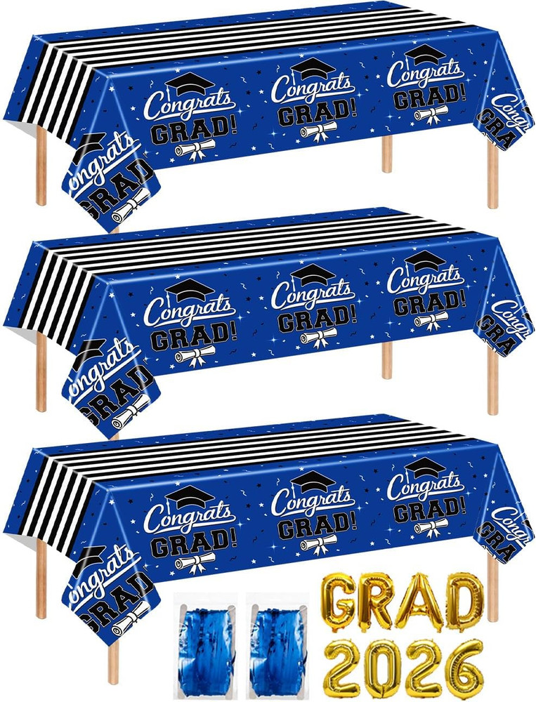 7-Pack Graduation Party Decorations Set, 3 Blue Graduation