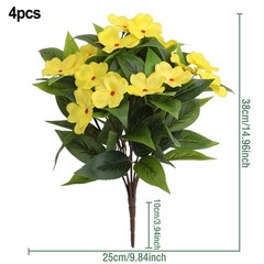 Artificial Impatiens Flowers 4 Pcs Set for Seasonal Home and Garden Decoration