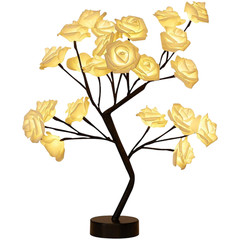 Compact LED Night Light USB Powered Bedroom Decor Lamp with Floral Style
