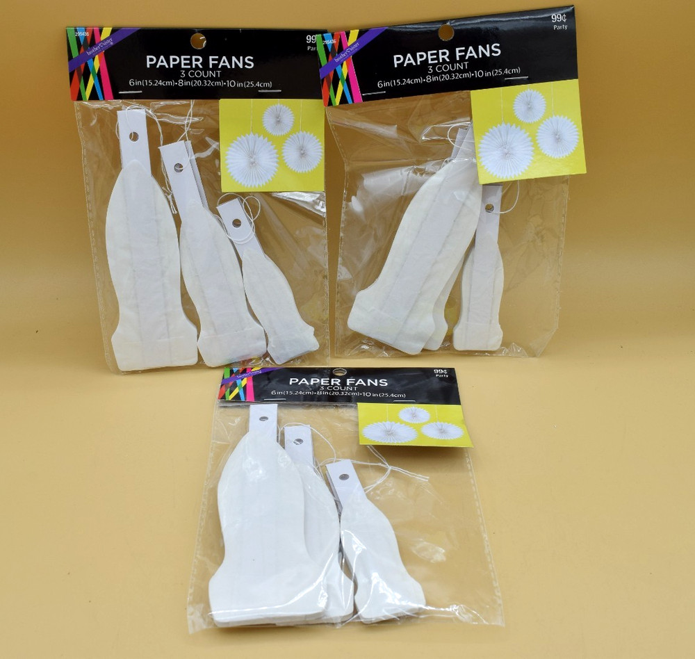 9pcs White Hanging Paper Fans Party Decorations Set Background Decor