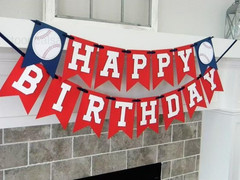 Baseball Birthday Banner,Baseball Party 4.7 inches x 6.6 inches, Red