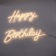CALCA Happy Birthday Warm White Integrative Neon Sign – 18X7.05 in + 13.3X 6.2in