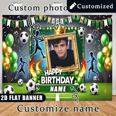1pc 2D Vibrant Soccer Themed Personalized Birthday Banner Decoration Tapestry❀
