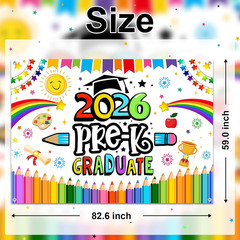 Preschool Graduation Backdrop Pre Kindergarten Congrats Grad Party Decoration 20