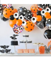 Halloween Balloon Garland Arch Kit, 102 Pcs Black Orange Confetti Balloons Web