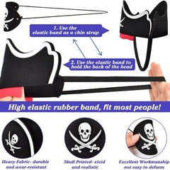 108 Pcs Pirate Hats Set Mustaches Eye Patches Party Favors for Halloween Cosplay
