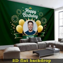 Personalized Banner Name Photo 2D Flat Birthday Banner Crown Men Party Backdrop☋