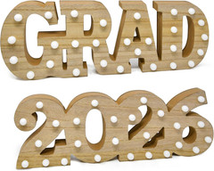 Grad 2026 Light up Sign LED Marquee Letters Graduation Decor Lighted Wooden Sign