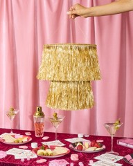 , Gold Fringe Tinsel Chandelier | 16 | Bachelorette Party Decorations, Birthd…