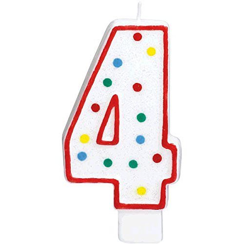 Extra Large Amscan Birthday Party Perfect Candle #4 4 5 inches Wax 4th Number