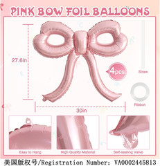 4 Pcs Pink Bow Balloons Bow Party Decorations for Girl Women Pink Bow Birthday D