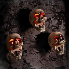 Animated Animatronic Skulls Set Of 3 Halloween Props