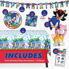Sonic Disposable Tableware-Plates Napkins Banner Tablecover Tattoos Masks