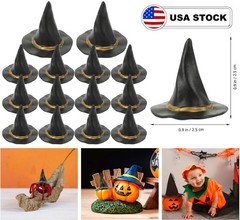 12× Mini Plastic Witch Hat Wizard Hats Props for Halloween Party Favors DIY USA