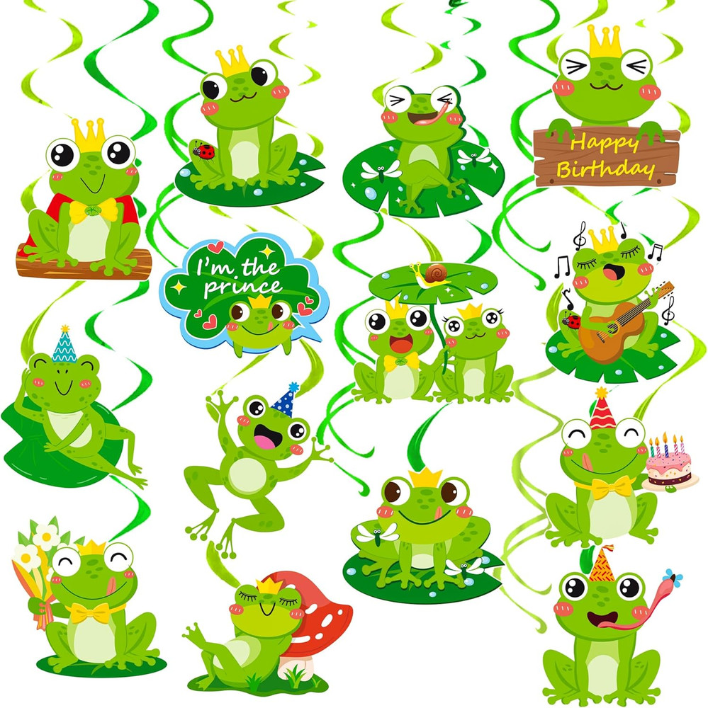 Frog Hanging Swirls Frog Birthday Party Decorations 20Pcs Frog Theme Ceiling Swi