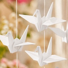 4 Pack 3D White Paper Crane Hanging Garlands Birds Streamers Garland Origami …