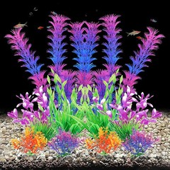 AQUANEAT Artificial Fish Tank Plants, Aquarium Decorations, Purple
